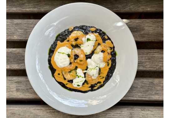 BLACK RISOTTO WITH SHRIMPS TUSCAN STYLE