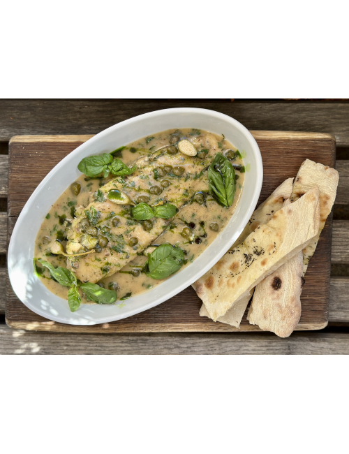 LEMON SOLE IN SAUCE WITH CAPER AND BASIL