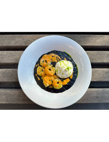 BLACK RISOTTO WITH SHRIMPS TUSCAN STYLE