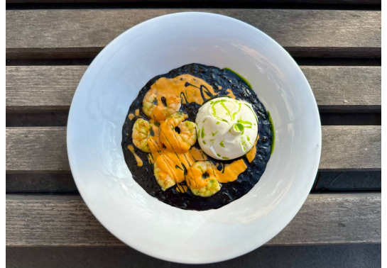 BLACK RISOTTO WITH SHRIMPS TUSCAN STYLE