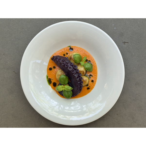 OCTOPUS WITH POTATOES AND ROASTED PEPPERS SAUCE OCTOPUS WITH POTATOES AND ROASTED PEPPERS SAUCE