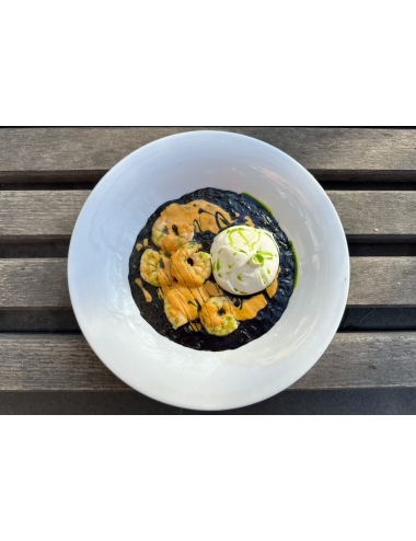 BLACK RISOTTO WITH SHRIMPS TUSCAN STYLE
