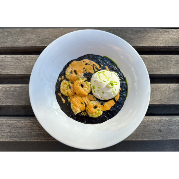 BLACK RISOTTO WITH SHRIMPS TUSCAN STYLE