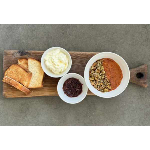 MEAT PATE WITH RED PESTO AND ONION JAM