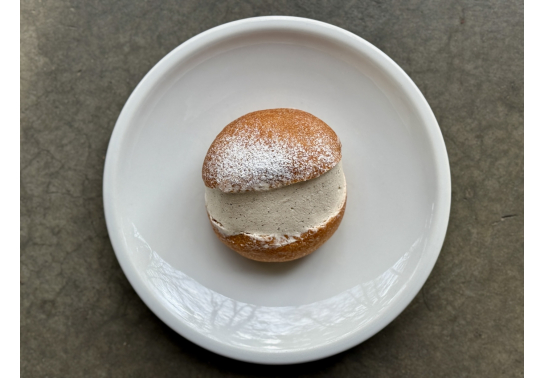 Maritozzo with coffee and hazelnuts