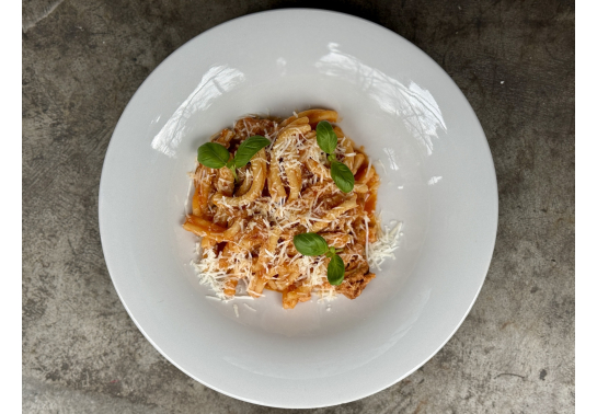 Casareche with pork and ricotta forte