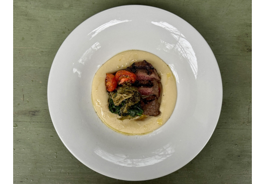 Apulian bean puree with roasted veal