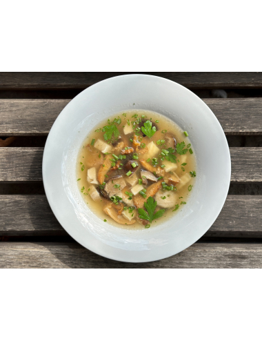 MUSHROOM SOUP WITH TORTIGLIONI
