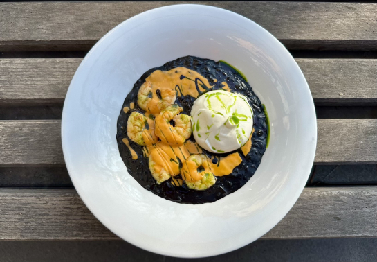 BLACK RISOTTO WITH SHRIMPS TUSCAN STYLE