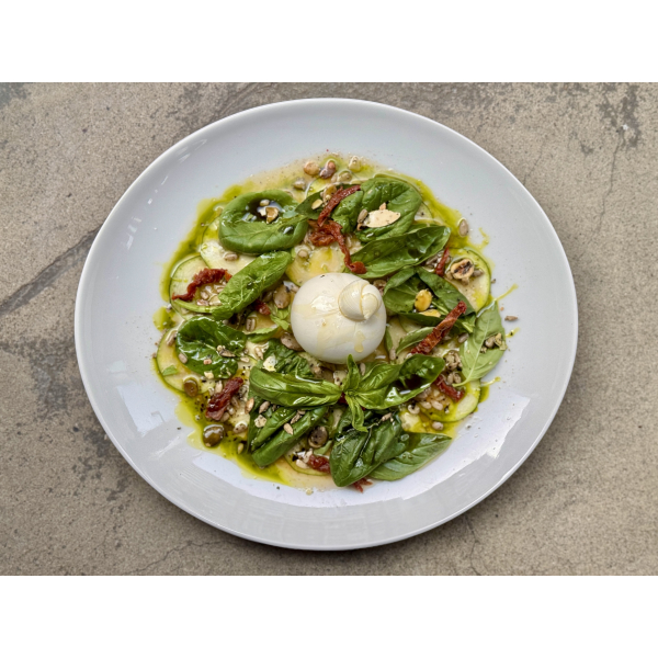 ZUCCHINI CARPACHO AND TRUFFLE BURATA