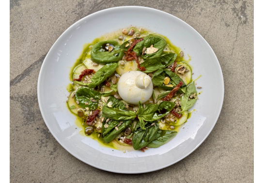 ZUCCHINI CARPACHO AND TRUFFLE BURATA