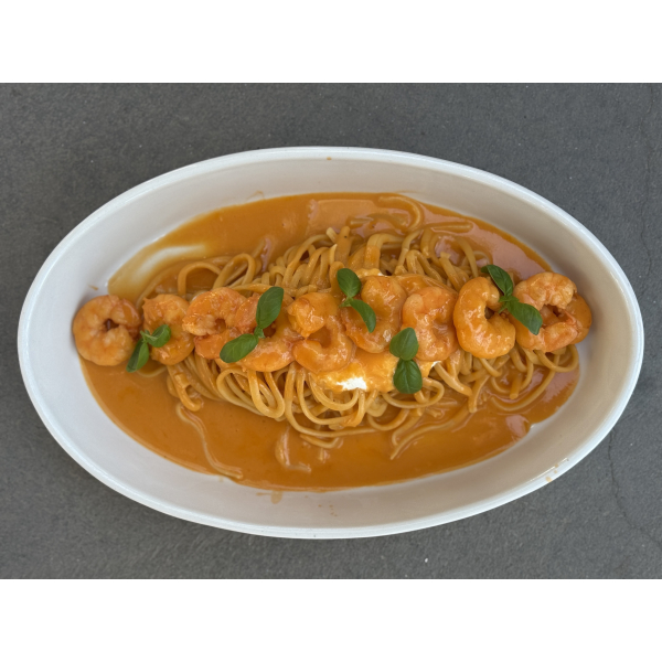 LINGUINI WITH SHRIMPS AND STRACATELLA [GRANDE]