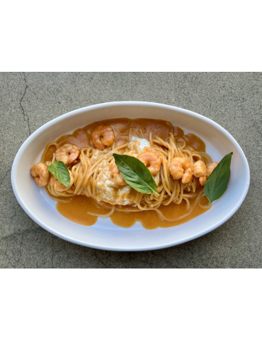 SPAGHETTI WITH SHRIMPS AND STRACATELLA [GRANDE]