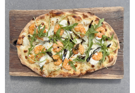 SHRIMP, ASPARAGUS AND GRATEFUL CHEESE