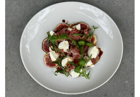 BUFALA MOZZARELLA WITH FIG AND PROSCHUTO